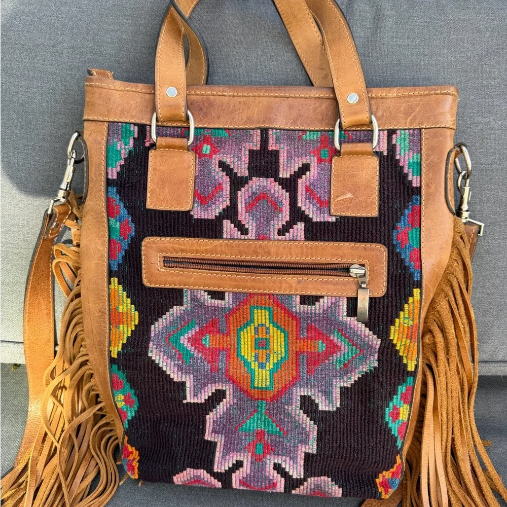 Nena & Co. Multicolor Fringe Tote Bag - Picture 2 of 4